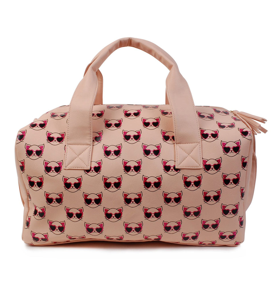 OMG ACCESSORIES COOL KITTY PRINT DUFFLE- DUF52