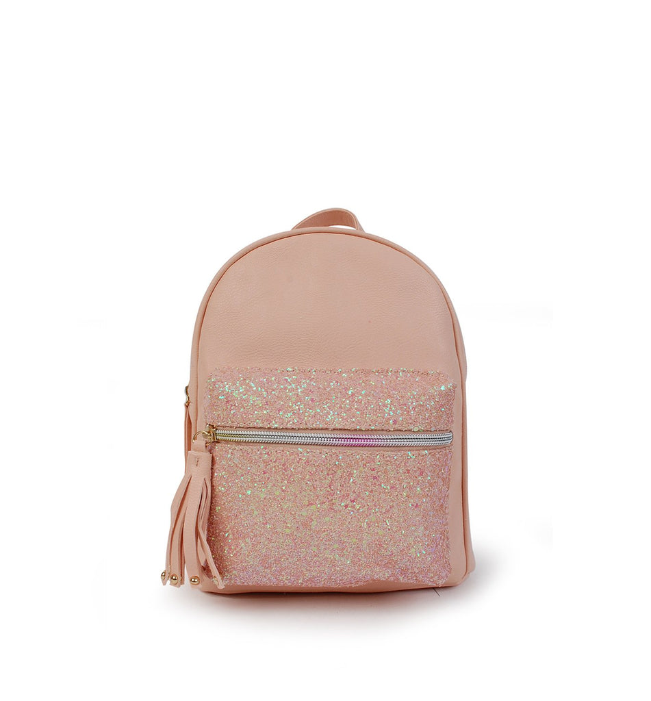 OMG ACCESSORIES PINK GLITTER POCKET MINI BACKPACK- GLR27