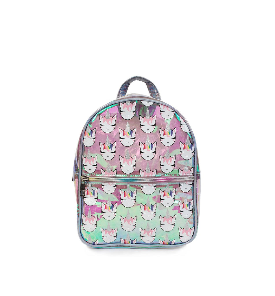 OMG ACCESSORIES "GROOVY GWEN" PRINTED CLEAR UNICORN MINI BACKPACK- MBP37R2
