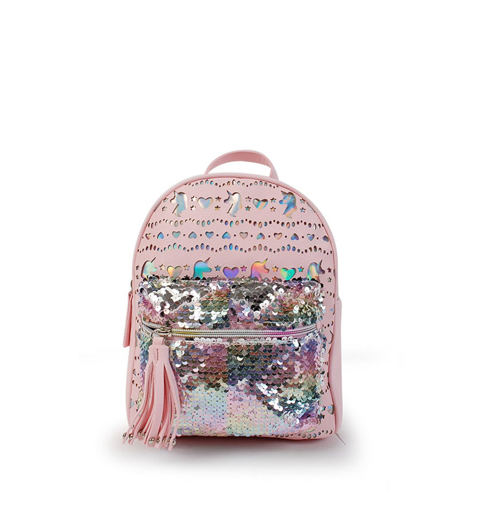 UNICORN LASER CUT MINI BACKPACK FLIP SEQUIN POCKET