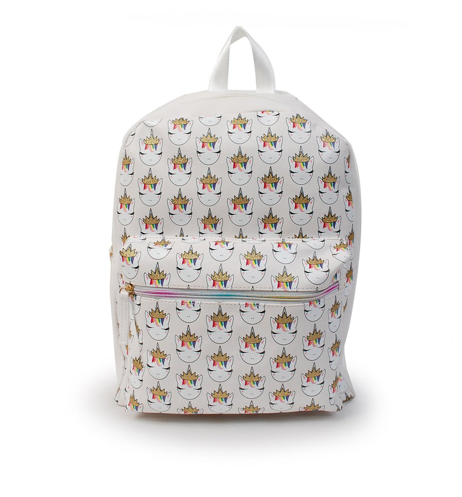 Princess "Gwen" Unicorn Print Backpack - SBG25 - White 