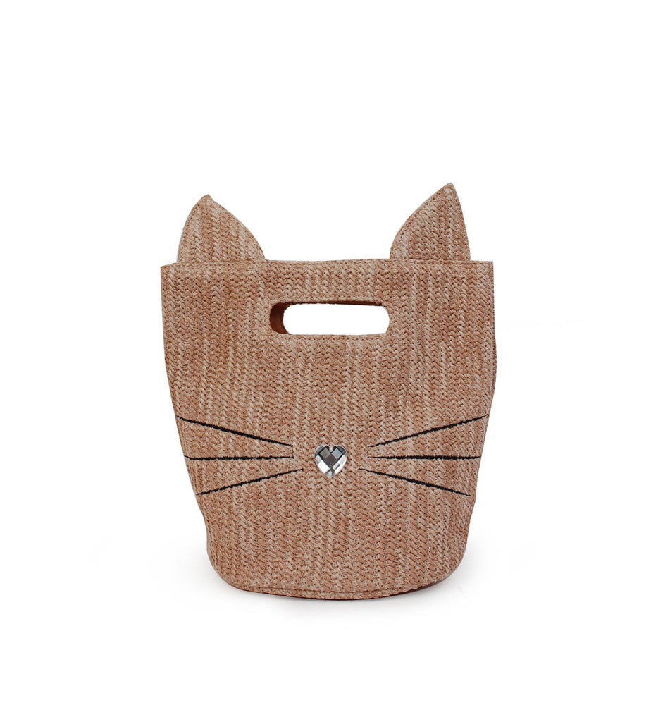 OMG ACCESSORIES KITTY MINI STRAW BAG- STR12